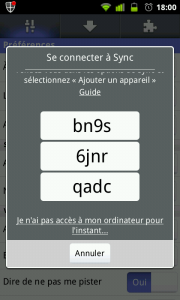 Connexion Firefox Mobile Sync