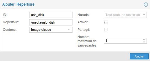 Configurer le stockage USB contenant le disque QCOW2